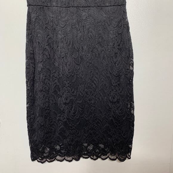 ODCOCD women's black lace short sleeve pencil cocktail dress Small - Picture 8 of 11